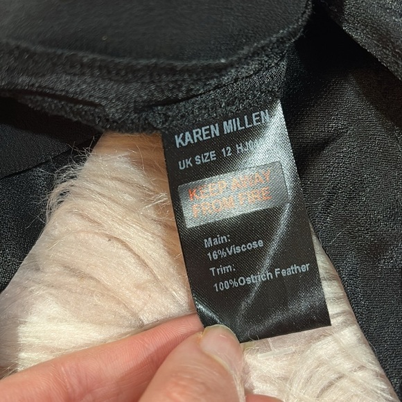 Karen Millen Satin Crepe Feather Trim Black Layered Black Blouse - Picture 4 of 11